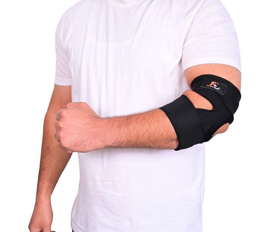 Adjustable Neoprene Elbow Support Brace with Spring Straps for Arthritis Relief - Futureplusuk